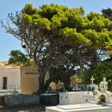 D3X 4528 ji : GRC, Griechenland, Kythira, Straße Karvounades-Mylopotamos, Friedhof von Mylopotamos