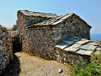D3X 1292 ji : GRC, Griechenland, Kythira, Kato Chora, Kirche Agios Ioannis Chrysostomos, Byzantinische Ansiedlung
